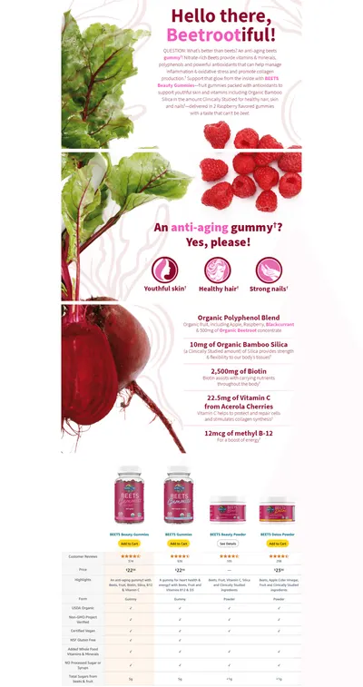 Premium A+ Content for Amazon.com: Garden of Life Organic Beet Root Gummies Made of Pectin with Antioxidants