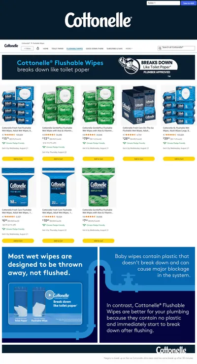 Brand Store for Amazon.com: Cottonelle®: Flushable Wipes