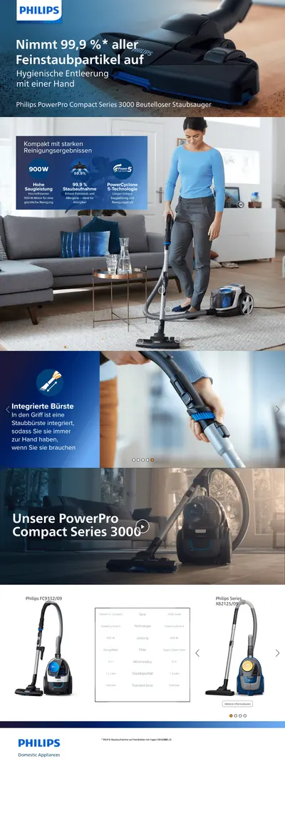 Premium A+ Content for Amazon.de: Philips PowerPro Compact Beutelloser Staubsauger