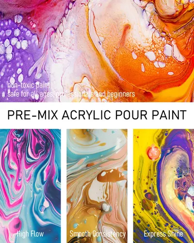 Secondary Images for Amazon.com: Nicpro 8 Colors Large Bulk Acrylic Pour Paint Set (33.8 oz