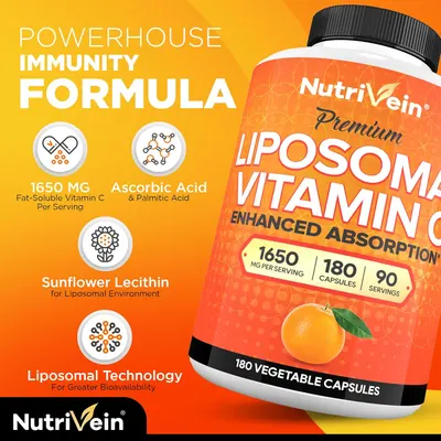 Secondary Images for Amazon.com: Nutrivein Liposomal Vitamin C 1650mg