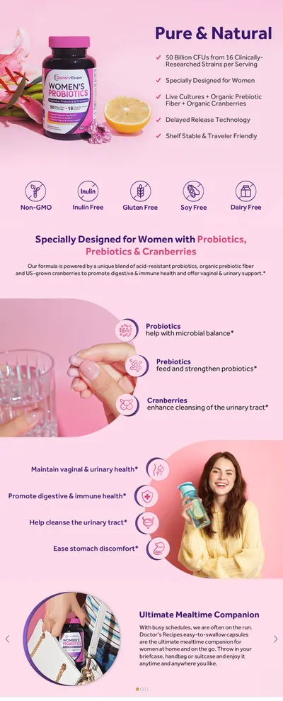Premium A+ Content for Amazon.com: Doctor's Recipes Women’s Probiotic