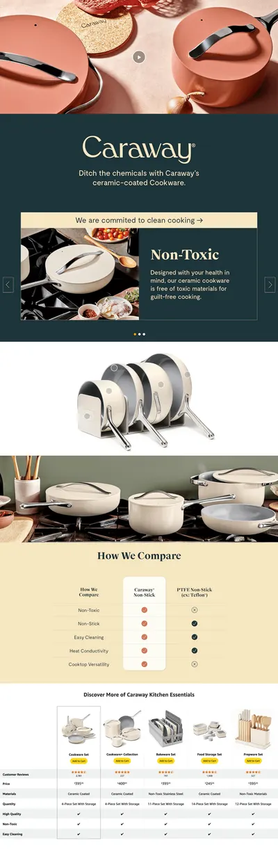 Premium A+ Content for Amazon.com: Caraway Nonstick Ceramic Cookware Set (12 Piece) Pots