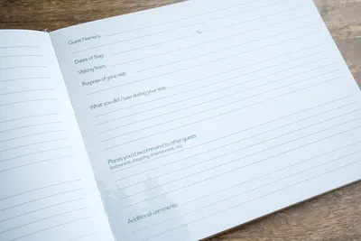 Secondary Images for Amazon.com: Paper 'n Such Cabin Guest Book for Vacation Homes and Airbnbs -Kraft Hardcover