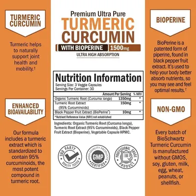 Secondary Images for Amazon.com: Turmeric Curcumin with Black Pepper Extract 1500mg