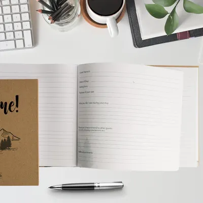 Secondary Images for Amazon.com: Paper 'n Such Cabin Guest Book for Vacation Homes and Airbnbs -Kraft Hardcover