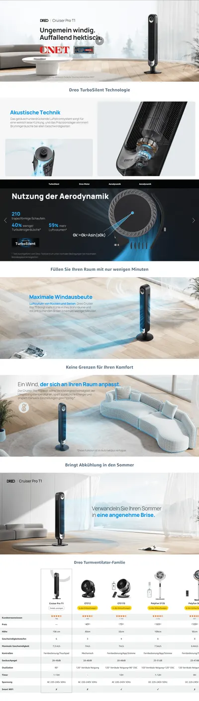 Premium A+ Content for Dreo 28dB Leiser Turmventilator
