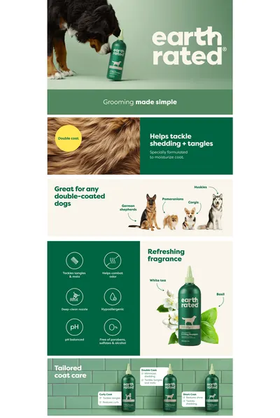 Premium A+ Content for Earth Rated Coat-Specific 3-in-1 Double-Coated Dog & Puppy Shampoo