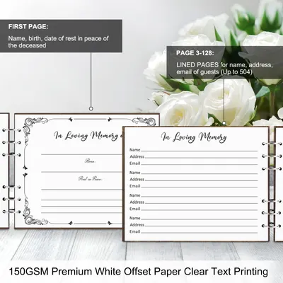 Secondary Images for Amazon.com: Creawoo Wooden Funeral Guest Book for Memorial Service Celebration of Life…