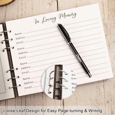 Secondary Images for Amazon.com: Creawoo Wooden Funeral Guest Book for Memorial Service Celebration of Life…