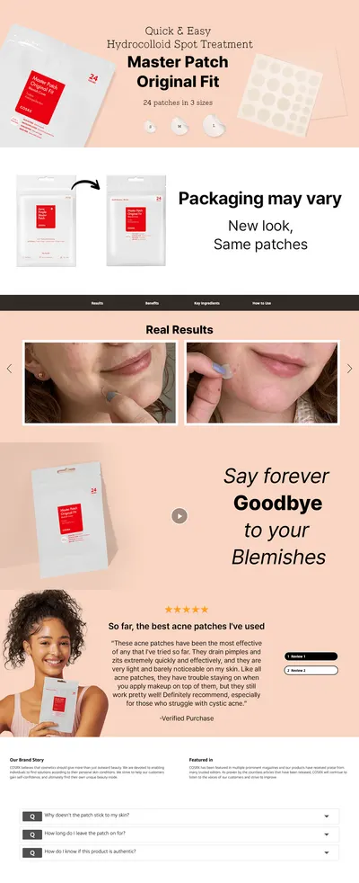 Premium A+ Content for Amazon.com: COSRX Acne Pimple Patch Absorbing Hydrocolloid Original 3 Size Patches for…