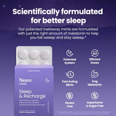 Secondary Images for Amazon.com: Neuro Melatonina 1 mg Sleep & Recharge Mentas (72 piezas)