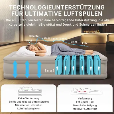 Secondary Images for Luxchoice Luftbett 2 Personen Luftmatratze Selbstaufblasend mit Tragbare Pump und…