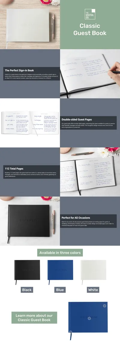 Premium A+ Content for Amazon.com: Useful Co. Black Guest Book