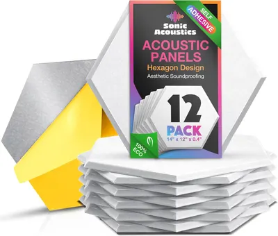 Secondary Images for Amazon.com: Sonic Acoustics Self-Adhesive 12 Pack Hexagon Acoustic Panels
