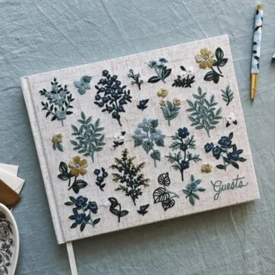 Secondary Images for Amazon.com: RIFLE PAPER CO. Wildwood Embroidered Fabric Guest Book