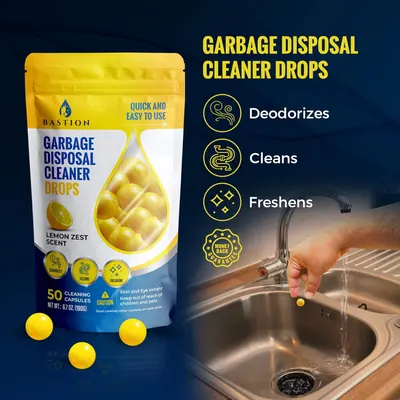 Secondary Images for Amazon.com: Garbage Disposal Cleaner and Deodorizer Drops- [[50-Count]] Lemon Zest…