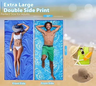 Secondary Images for Amazon.com: 2 Pack Microfiber Thin Beach Towel Lightweight 71x32 Oversized Extra Large…