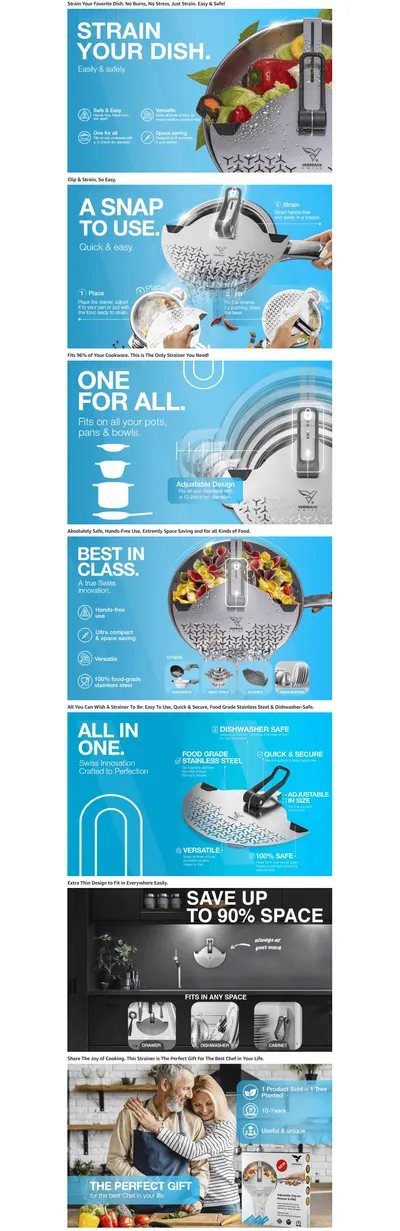 Premium A+ Content for Amazon.com: Adjustable ⌀5.5-10.5 Premium Stainless Steel Clip on Strainer for Pots