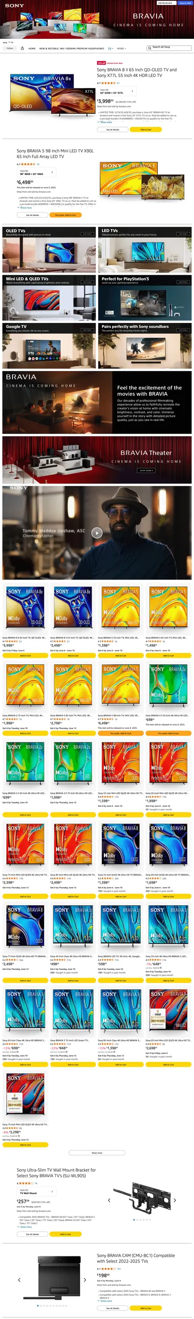 Brand Store for Amazon.com: Sony : TV