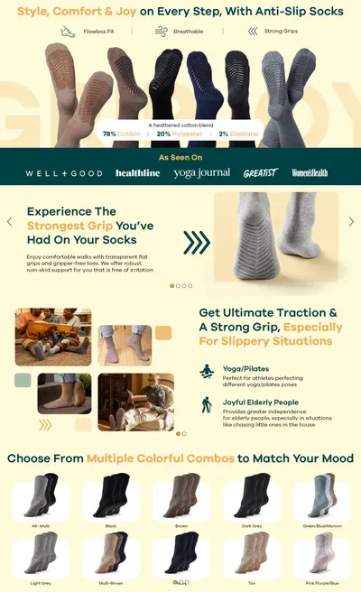 Premium A+ Content for Amazon.com: Gripjoy Non Slip Socks For Women
