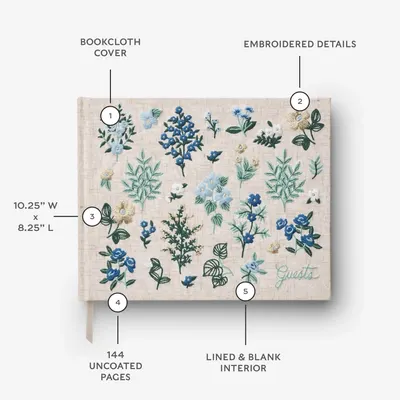 Secondary Images for Amazon.com: RIFLE PAPER CO. Wildwood Embroidered Fabric Guest Book