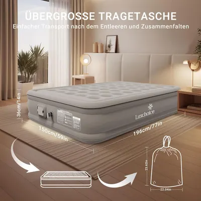 Secondary Images for Luxchoice Luftbett 2 Personen Luftmatratze Selbstaufblasend mit Tragbare Pump und…