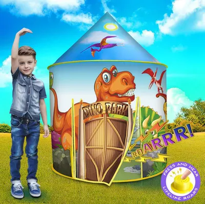 Secondary Images for Amazon.com: Dinosaur Explorer Discovery Tent for Kids with Roar Realistic Sound Button…