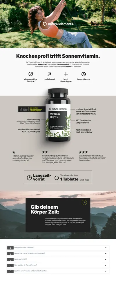 Premium A+ Content for Vitamin D3 + K2 Depot