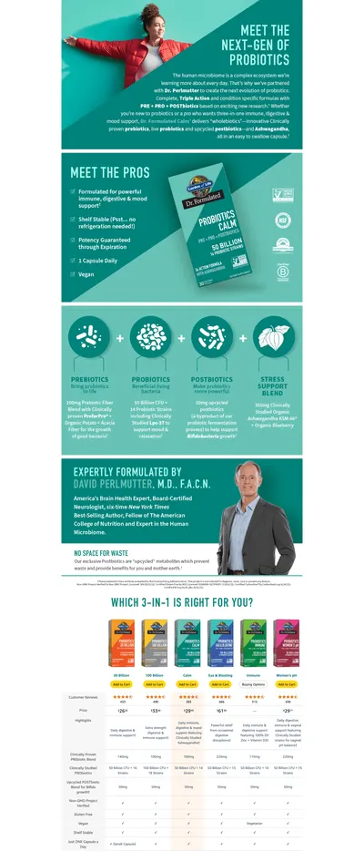 Premium A+ Content for Amazon.com: Garden of Life Dr Formulated Calm Daily 3-in-1 Complete Probiotics