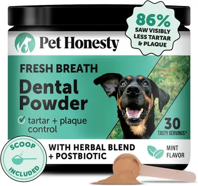 Secondary Images for Amazon.com : Pet Honesty Dog Breath Freshener Dental Powder for Teeth Cleaning Plaque Off