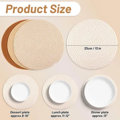 Secondary Images for Amazon.com: Billbotk Round Woven Placemats Set of 4