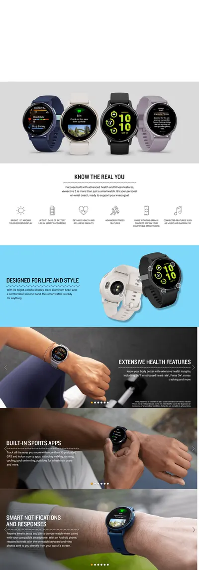 Premium A+ Content for Amazon.com: Garmin vívoactive 5