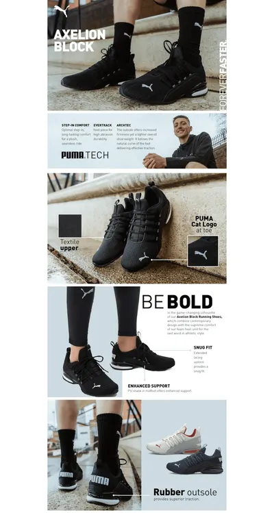 Premium A+ Content for PUMA Men's Axelion Block Running Shoes