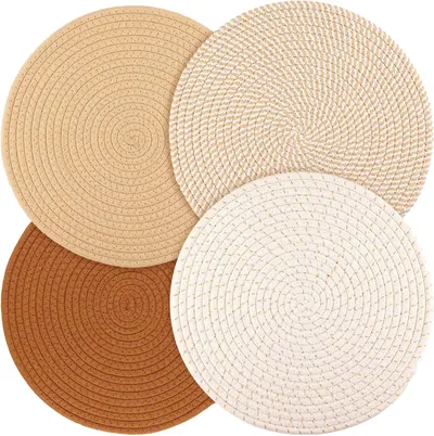 Secondary Images for Amazon.com: Billbotk Round Woven Placemats Set of 4