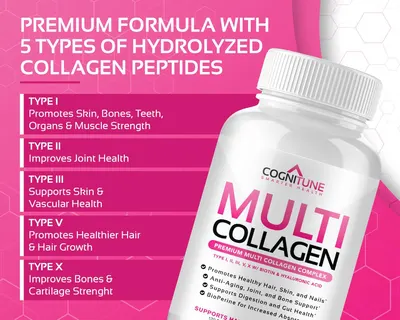 Secondary Images for Amazon.com: Multi Collagen Pills with Hyaluronic Acid and Vitamin C