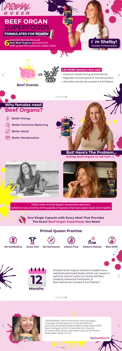 Premium A+ Content for Amazon.com: Primal Queen Female-Optimized Beef Organ Superfood Supplement (Beef Liver