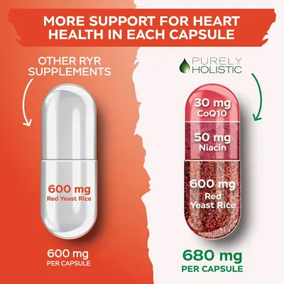 Secondary Images for Amazon.com: Red Yeast Rice 1200mg with CoQ10 & Flush Free Niacin 120 Vegetarian Capsules
