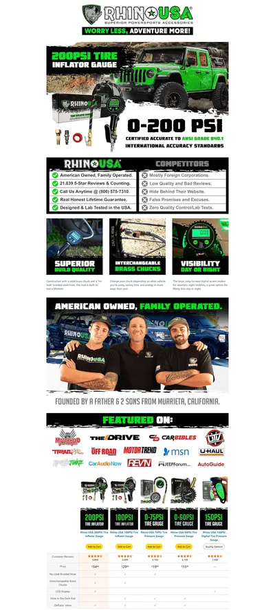 Premium A+ Content for Amazon.com: Rhino USA Digital Tire Inflator with Pressure Gauge (0-200 PSI)