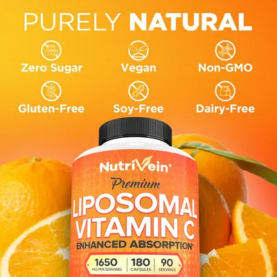Secondary Images for Amazon.com: Nutrivein Liposomal Vitamin C 1650mg
