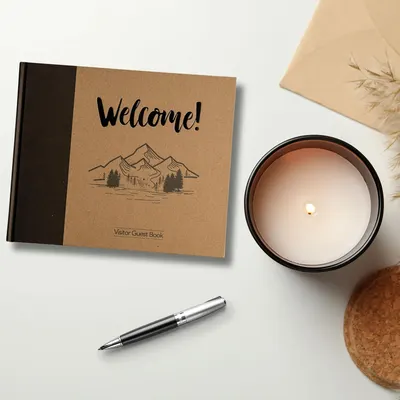 Secondary Images for Amazon.com: Paper 'n Such Cabin Guest Book for Vacation Homes and Airbnbs -Kraft Hardcover