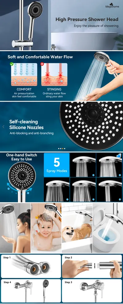 Premium A+ Content for Magichome Shower Head and Hose 2M