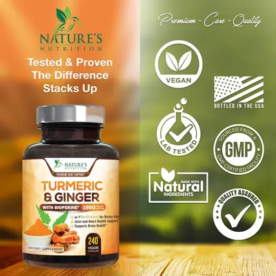 Secondary Images for Amazon.com: Turmeric Curcumin with BioPerine & Ginger 95% Curcuminoids 1950mg