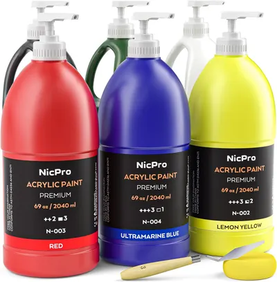 Secondary Images for Amazon.com: Nicpro 6 Colors Large Bulk Acrylic Paint Set (69 oz
