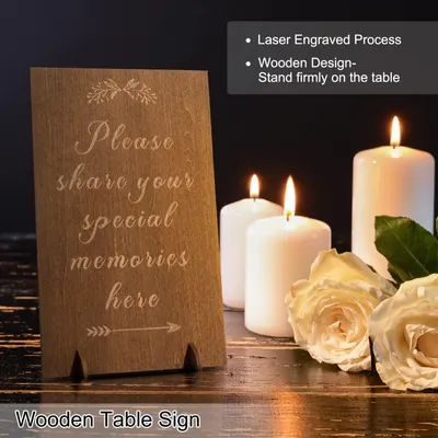 Secondary Images for Amazon.com: Creawoo Wooden Funeral Guest Book for Memorial Service Celebration of Life…