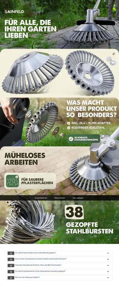 Premium A+ Content for LAINFELD Unkrautbürste für Freischneider & Motorsense