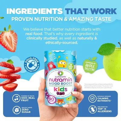 Secondary Images for Amazon.com: NUTRAMIN Kids Mood Boost Vegam Vitamin Gummy: Calming Magnesium Citrate…