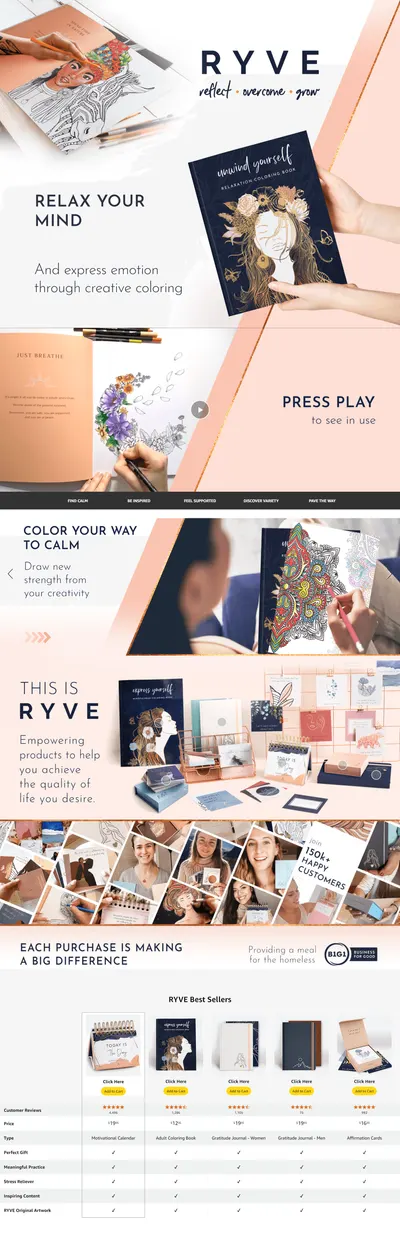Premium A+ Content for Amazon.com: RYVE Coloring Book for Adults Relaxation