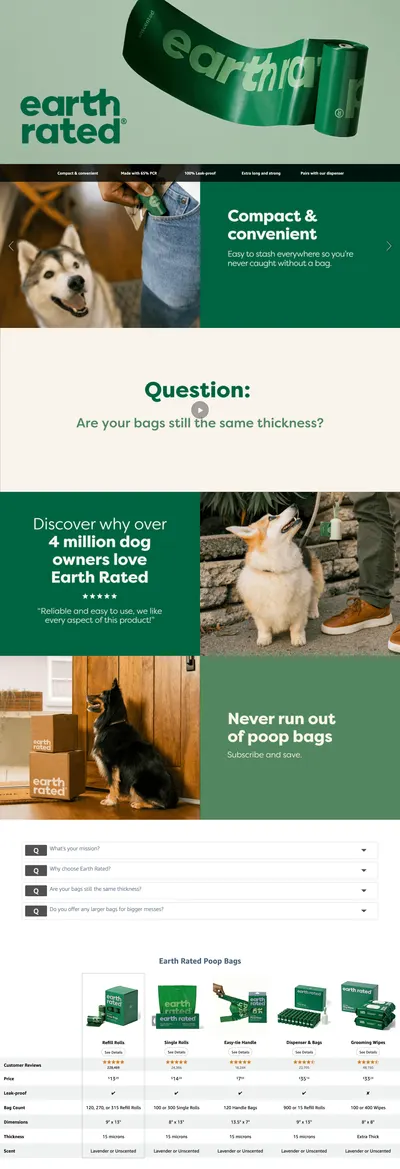 Premium A+ Content for Amazon.com : Earth Rated Dog Poop Bags