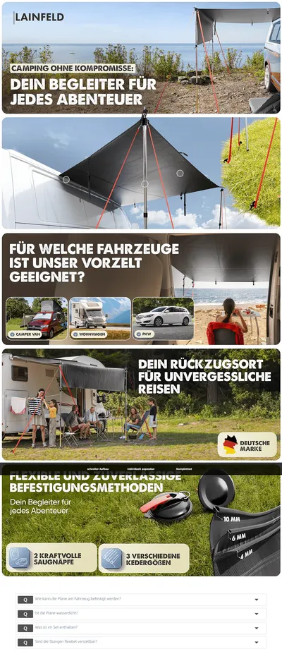 Premium A+ Content for LAINFELD Vorzelt Auto